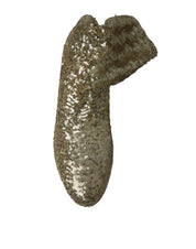 Gold Sequined Short Boots Stretch Shoes