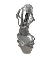 Silver Crystal Ankle Strap Sandals Shoes