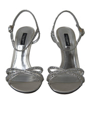 Silver Crystal Ankle Strap Sandals Shoes
