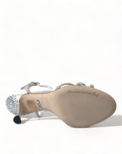Silver Crystal Ankle Strap Sandals Shoes