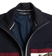 Blue Cardigan Heraldic Full Zip Sweater