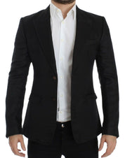 Black silk slim fit blazer