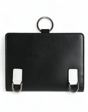 Black Leather Crystal Embellished Card Holder Wallet