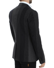 Gray striped wool stretch blazer