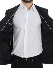Gray striped wool stretch blazer
