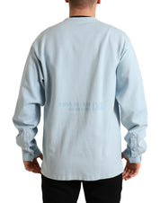 Light Blue Cotton Buttoned Pullover Sweater