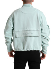 Mint Green Cotton Pockets Pullover Sweater