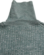 Green Polyester Turtleneck Pullover Sweater