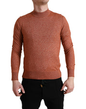 Orange Cashmere Crew Neck Pullover Sweater