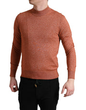 Orange Cashmere Crew Neck Pullover Sweater