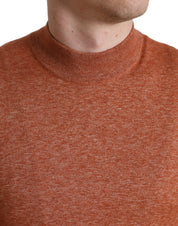 Orange Cashmere Crew Neck Pullover Sweater