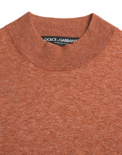 Orange Cashmere Crew Neck Pullover Sweater