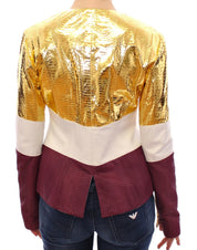White Gold Purple Leather Jacket