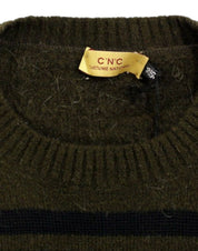 Brown striped crewneck sweater