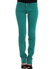 Green straight leg jeans