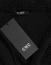 Black sleeveless knitted cardigan