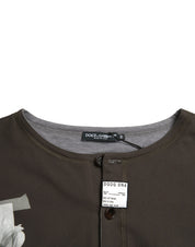 Dark Gray Cotton Button Down Pullover Sweater