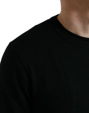Black Wool Round Neck Pullover Sweater