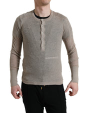 Henley Pullover Beige Cashmere Sweater
