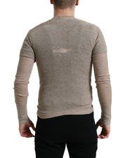 Henley Pullover Beige Cashmere Sweater