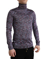 Blue Purple Turtleneck Pullover Sweater