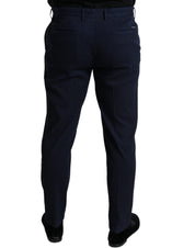 Dark Blue Cotton Stretch Slim Fit Dress Pants