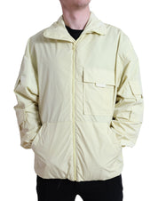Yellow Nylon Collared Full Zip Parka Jacket