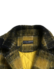 Yellow Plaid Long Sleeve Casual Coat Jacket