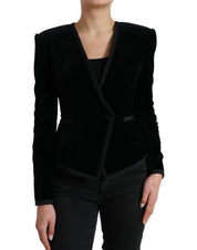 Black Velvet Cotton Double Breasted Jacket