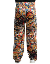 Multicolor Marble Print Satin Pants