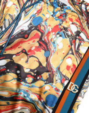 Multicolor Marble Print Satin Pants