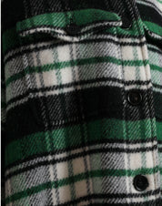Green Plaid Long Sleeve Casual Coat Jacket