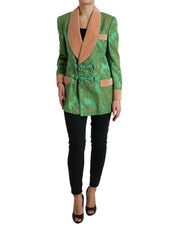 Green Floral Double Breasted Coat Jacket
