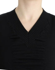Black V-neck wool sweater