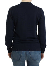 Dark blue V-neck wool sweater
