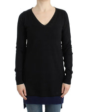 Black V-neck lightweight sweater