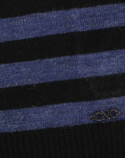 Black striped V-neck sweater