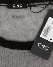 Gray embellished asymmetric sweater