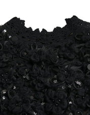 Black Sequined Embellished Pullover Sweater