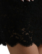 Black Bodycon Lace Cotton Sheath Mini Dress