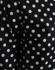 Black White Polka Dot Nylon Shift Mini Dress