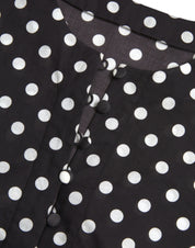 Black White Polka Dot Nylon Shift Mini Dress