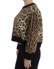 Leopard Print Crewneck Short Sweater
