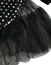 Black Crystal Embellished A-line Gown Dress