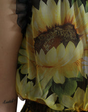 Black Sunflower A-line Pleated Maxi Dress