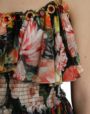 Multicolor Floral Chiffon Tiered Maxi Dress