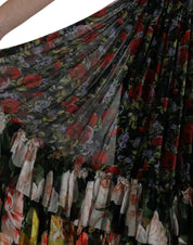 Multicolor Floral Chiffon Tiered Maxi Dress