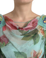 Blue Floral Print Tiered Long Maxi Dress