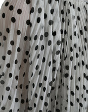 White Polka Dot A-line Pleated Maxi Dress
