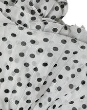 White Polka Dot A-line Pleated Maxi Dress